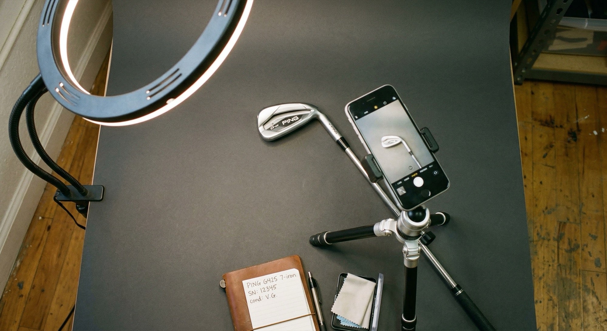 Club photography setup with ring light