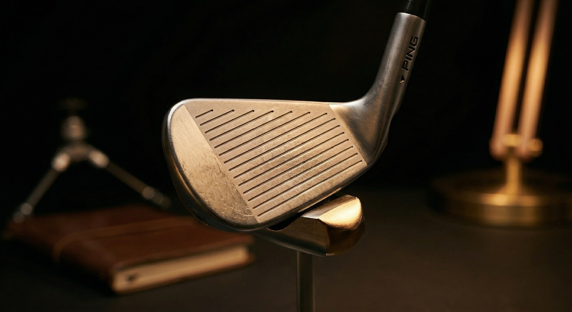 Iron face and grooves close-up under inspection lighting